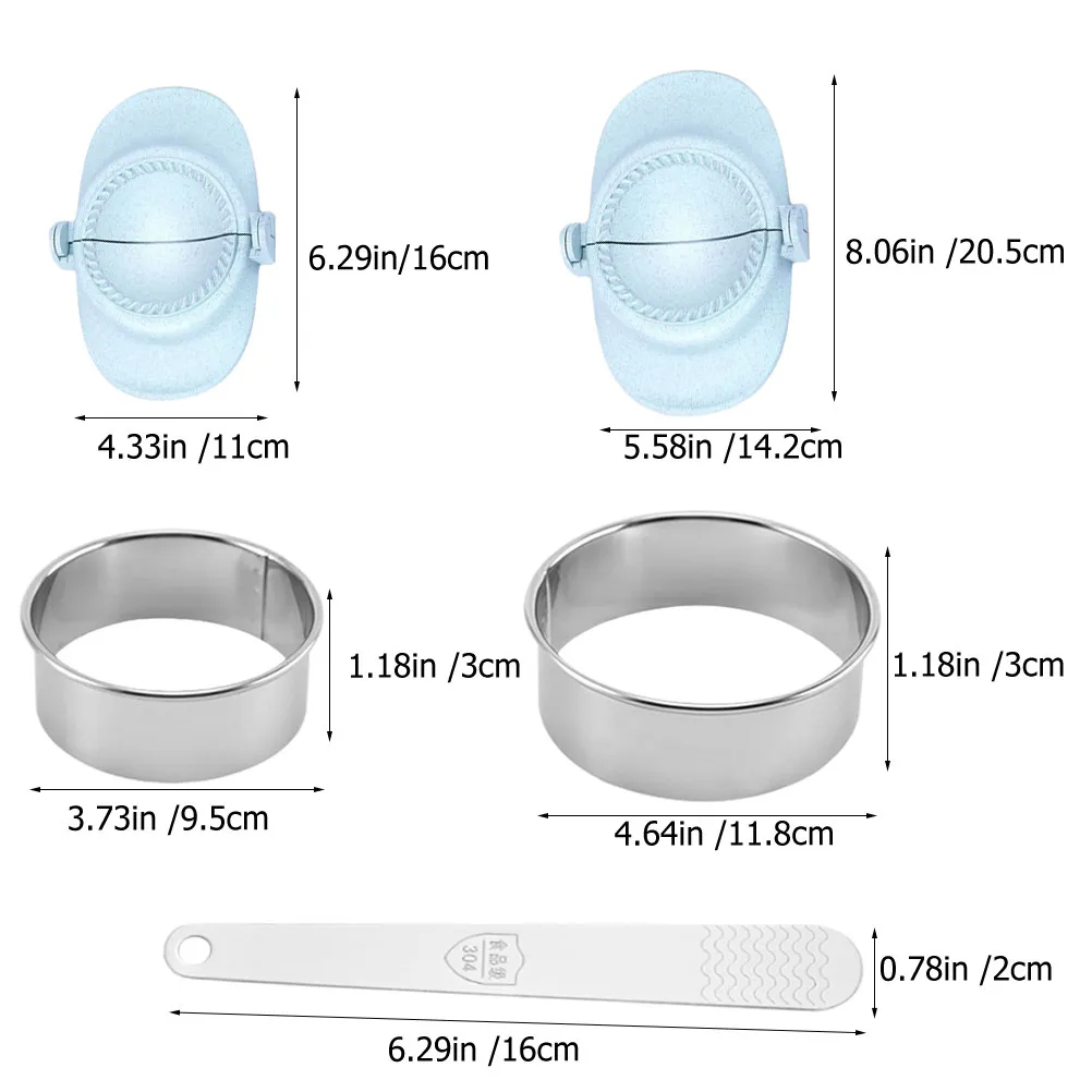 1Set Wheat Straw PP Stainless Steel Dumpling Maker Press Mold Set Dough Cutter Spoon for Beginners Family Asian Cooking