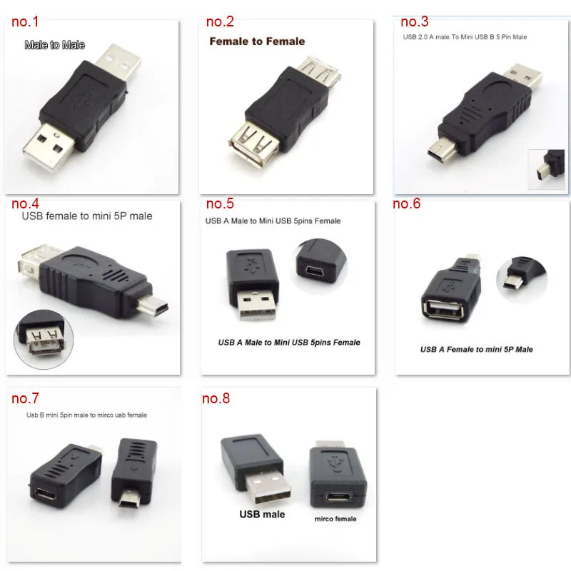 USB 2.0 tipo A macho para USB B Mini conector, 5Pin, 5P macho fêmea conector, Extensão Plug Adapter, W28
