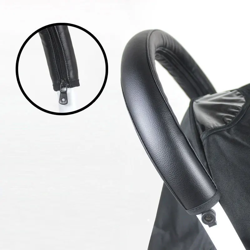 PU Leather Baby Stroller Armrest Cover Foldable and Washable Zipper Universal Stroller Handle Covers Stroller Accessories