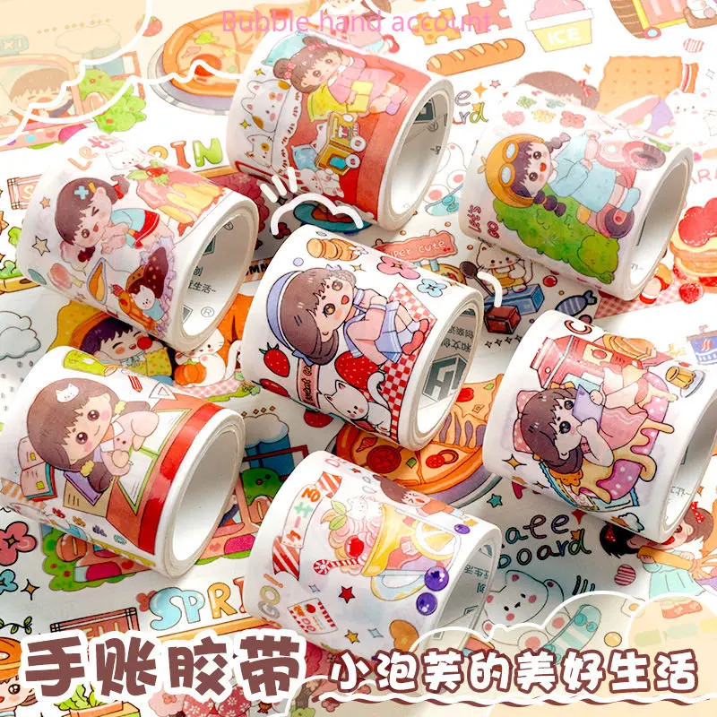 

Puff hand tent tape Special oil and paper film stickers whole roll stickers decorative cute material stickers