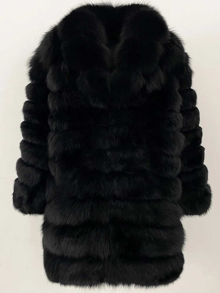 2025 nuove donne autunno inverno giacca di pelliccia nera allentata lunghezza regolabile cappotto di pelliccia di coniglio naturale moda abiti lunghi femminili