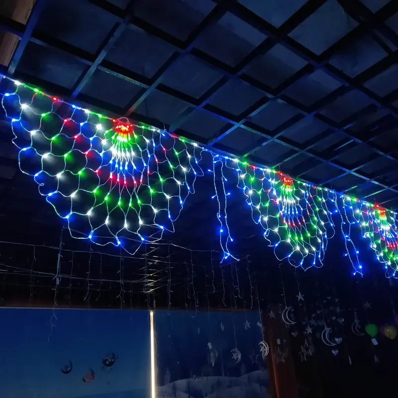 クリスマス用孔雀ストリングライト、メッシュネットライト、屋外フェアリーガーランド、クリスマス、結婚披露宴、3m-x-05m、412led