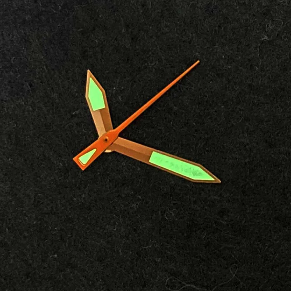 Watch Hands Rose Gold Orange Hands NH35 Set Green Luminous Pointers Accessories for NH35 NH36 4R36 7S Movement Three Needles