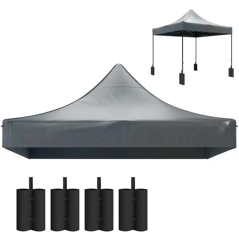 

Outsunny 10' x 10' Replacement Canopy Top for Pop Up Canopy Tent with 4 Sand Bags, UPF50+ Protection, Dark Gray