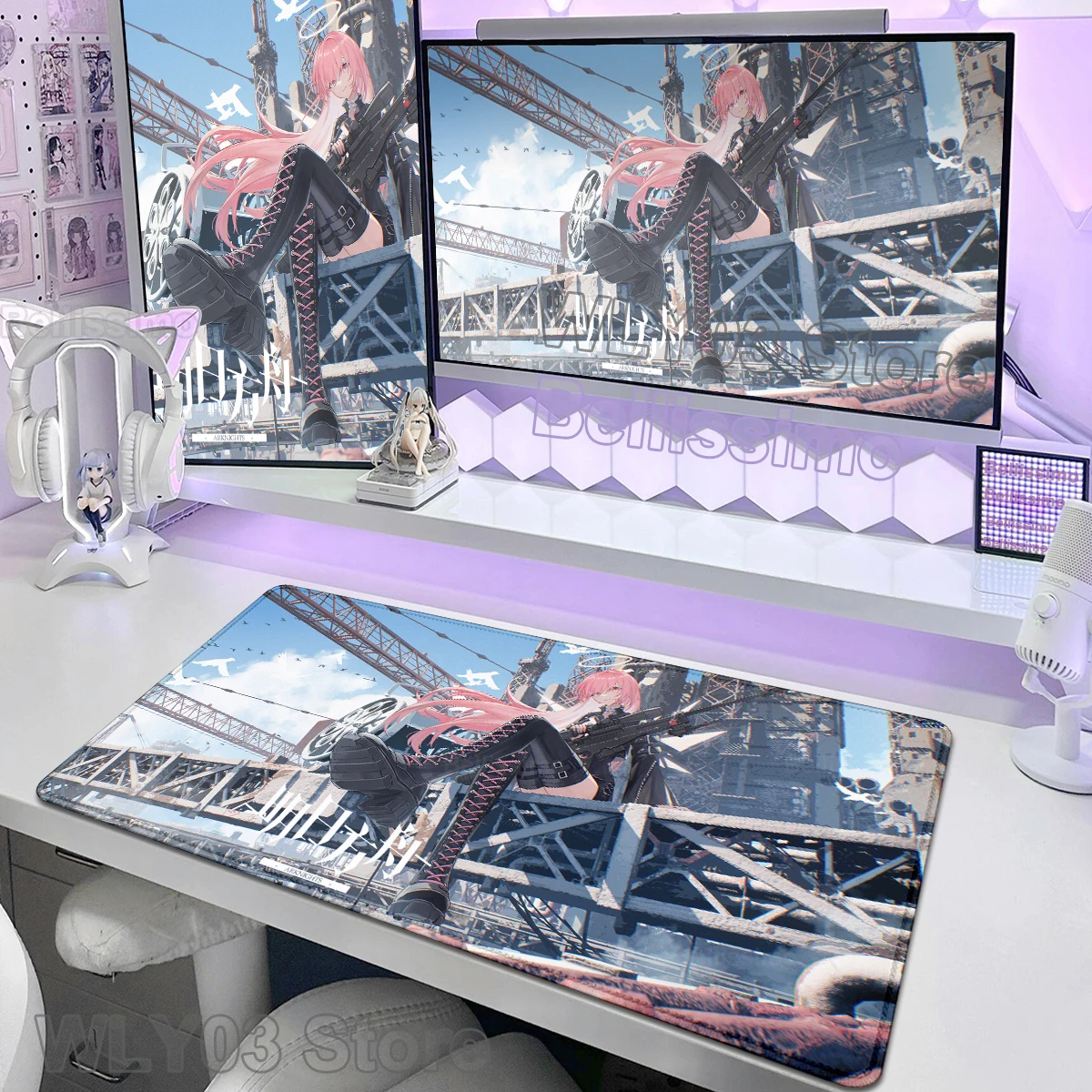 Arknights Lemuen Mouse Pad Gamer Large Keyboard Extended Mousepad Natural Rubber Desk Mat Soft PC Tablemat Desk Cabinet Carpet