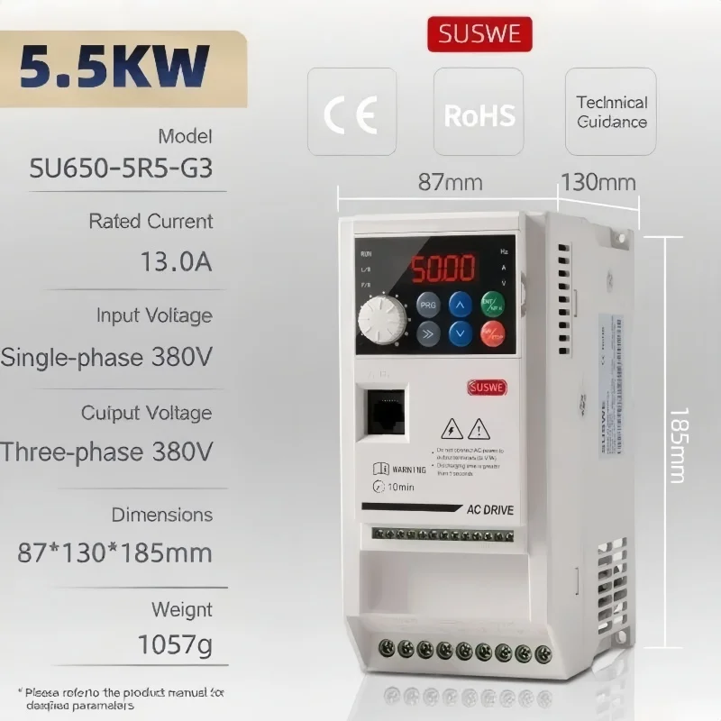 VFD 0,75/1,5/2,2/4/5,5kW Ingang Driefasig 380V, Uitgang Driefasig 380V Vector Frequentieomvormer, Motorsnelheidsregelaar