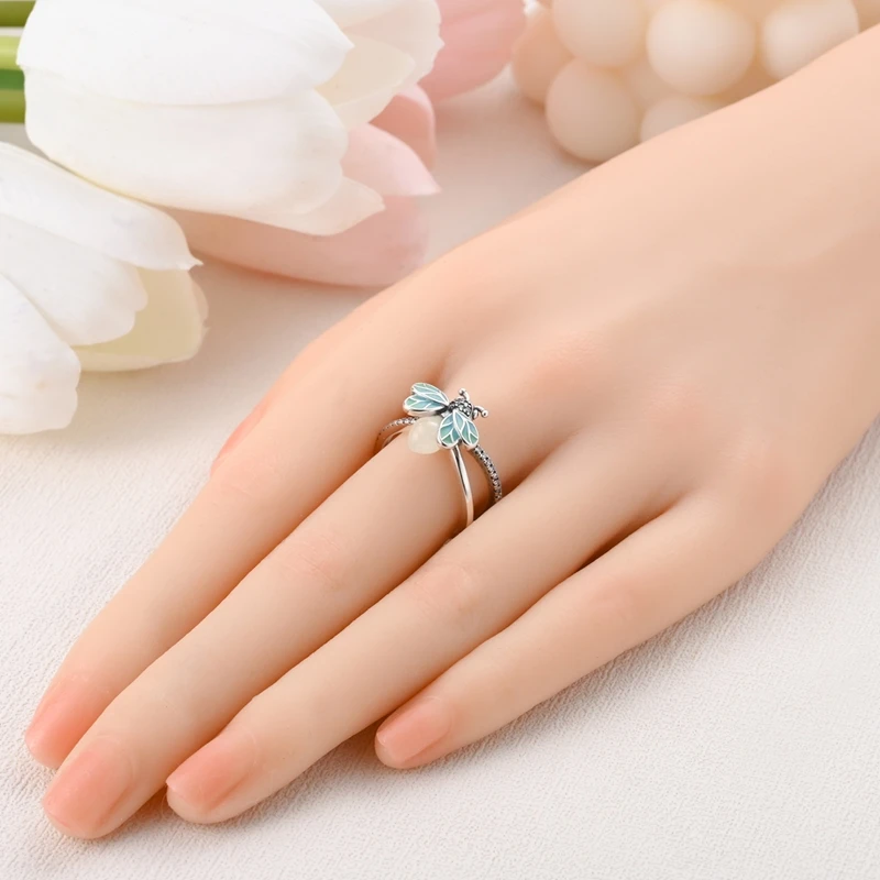 Women's 925 Sterling Silver Luminous Firefly Ring