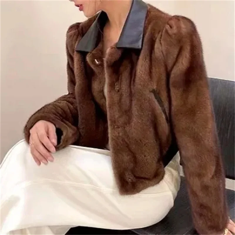 Women\'s Coat 2024 Autumn/Winter New Loose fur Short fur Integrated Coat Young and Environmentally Friendly Mink Plush Mink Coat