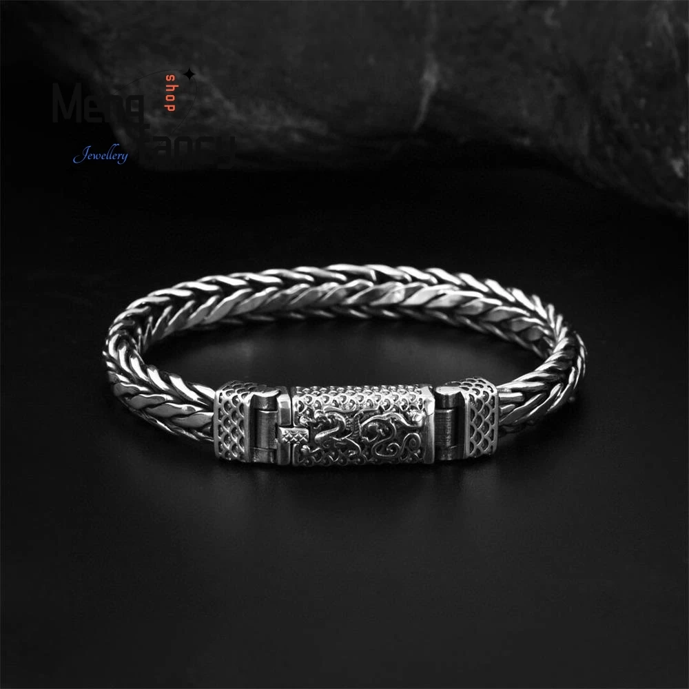 

Dragon Teng Simple Atmospheric Hand-woven Chain Thai Silver Bracelet Exquisite High-grade Handicraft Luxury Quality Fine Jewelry