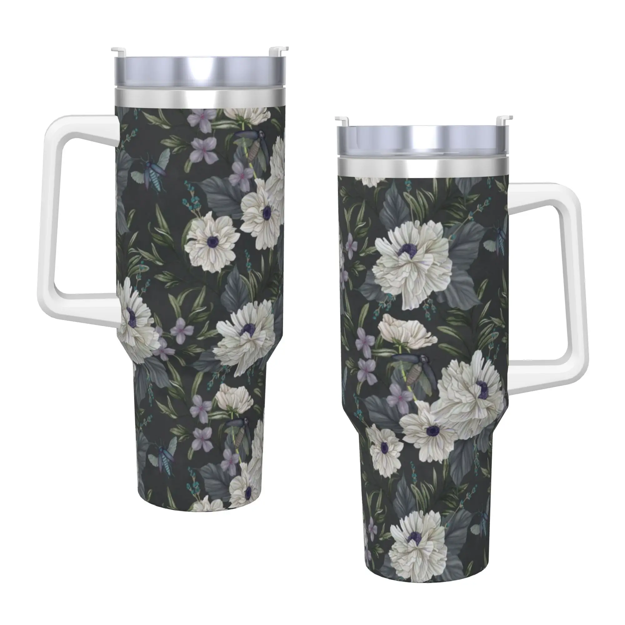 Rural flowers Stainless Steel Tumbler  Beach Mugs Cup 40oz Thermal Mug Keep Heat Cold Drink Milk Tea Water Bottle