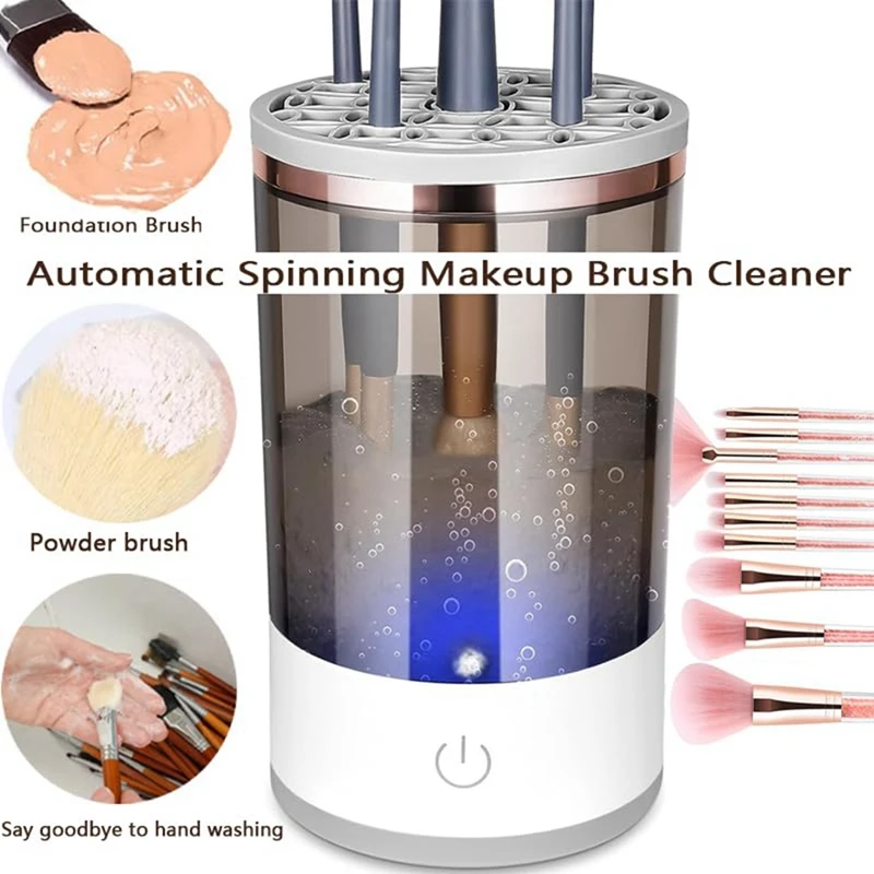 Escova cosmética automática Cleaner, Pincel de maquiagem, Ferramentas para todos os tamanhos, Beauty Brushes Set, 2pcs