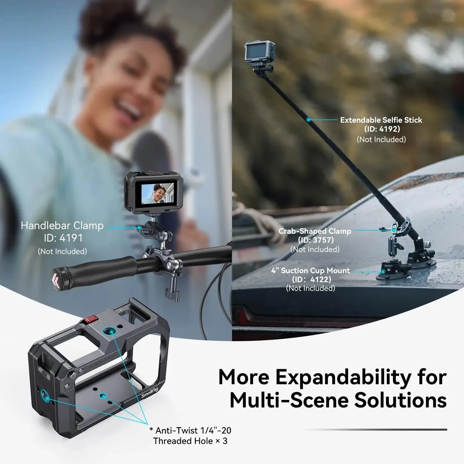 الأصلي SmallRig 4199C عمل هيكل قفصي الشكل للكاميرا إطار واقي غطاء ميكروفون ملحق متوافق مع DJI Osmo Action 5 Pro 4 3