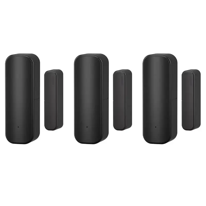 AA08-3X Tuya Wifi Smart Door Window Sensor Home Indoor Door Magnetic Detector Compatible With Alexa & Google Home Black