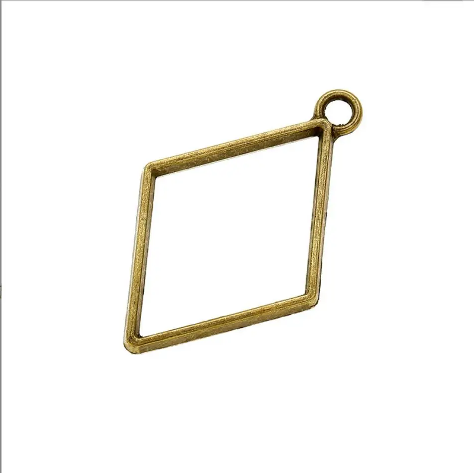100pcs/lot Rhombus Bezel Charms Alloy Pendant For Diy Jewelry Necklace Making Handmade Craft Casting Mold Bezel 40*25mm F0767
