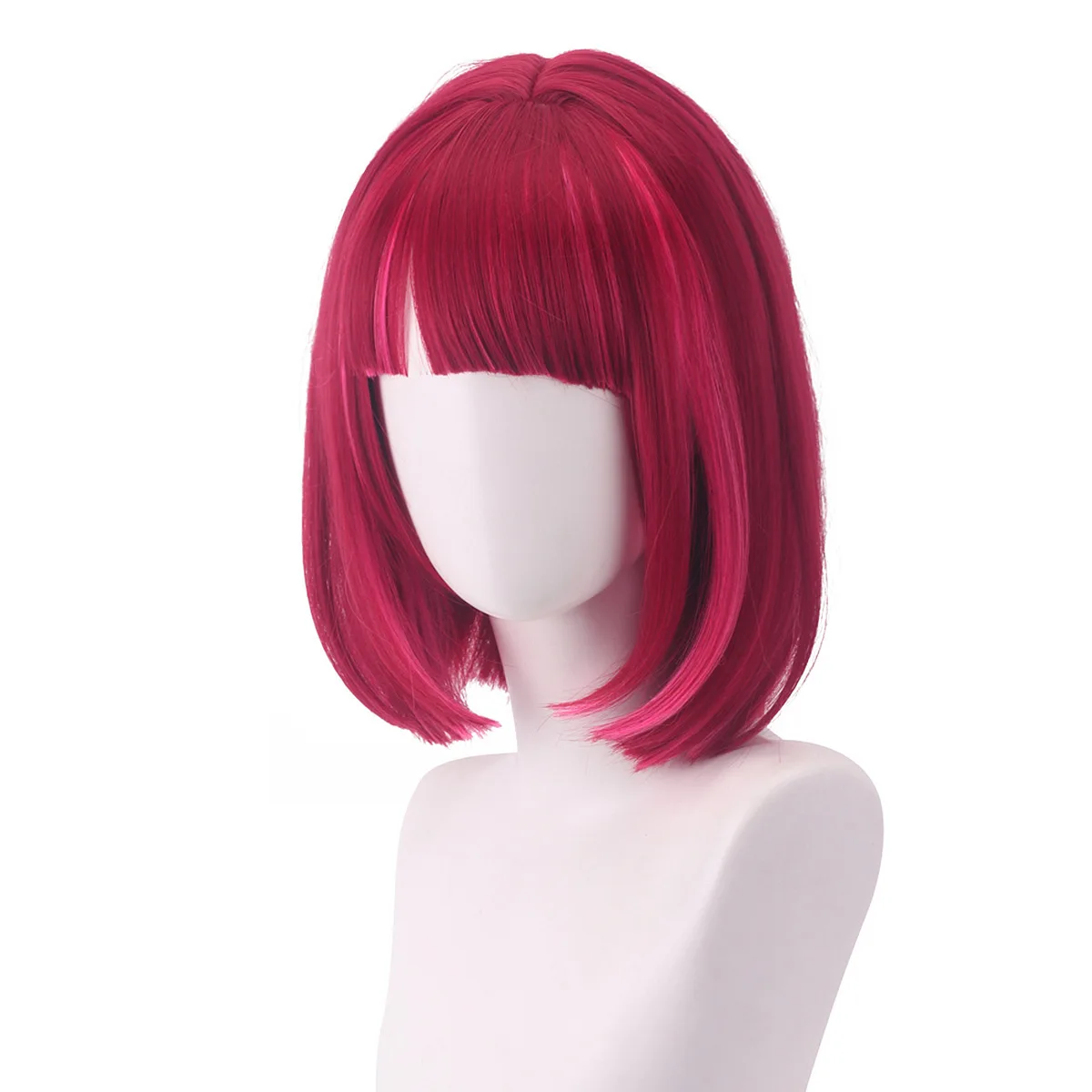 고품질 애니메이션 오시노코 코스프레 아리마 카나 레드 믹스 핑크 내열성 합성 헤어 가발 (여성용)