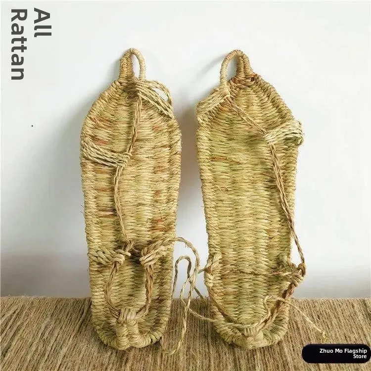 

Handwoven Retro Bamboo And Hemp Straw Shoes Men's Casual Slip-On Breathable Summer Sandals Comfortable Flat Heel Color