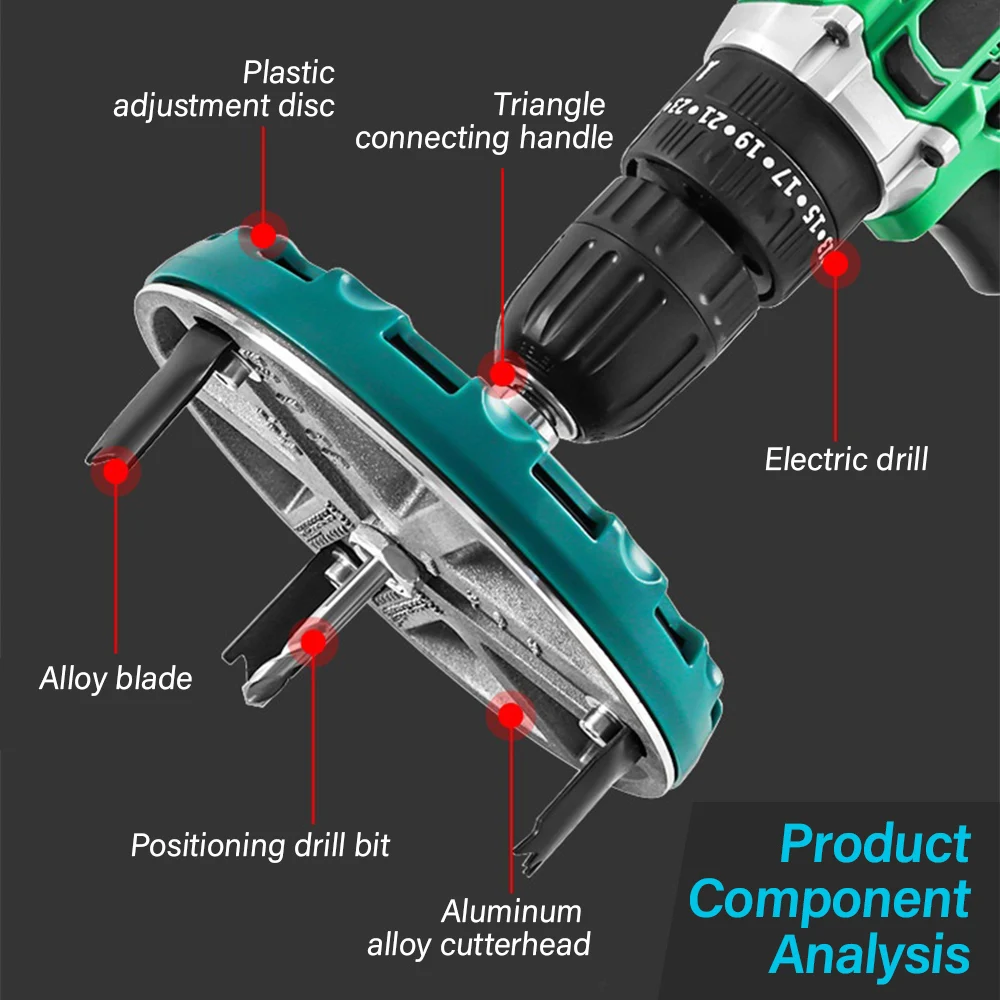 Multi-Function Adjustable Woodworking Hole Opener 45~130mm Gypsum Board Plastic Aluminum Plate Electric Drill Bit Punching Tool