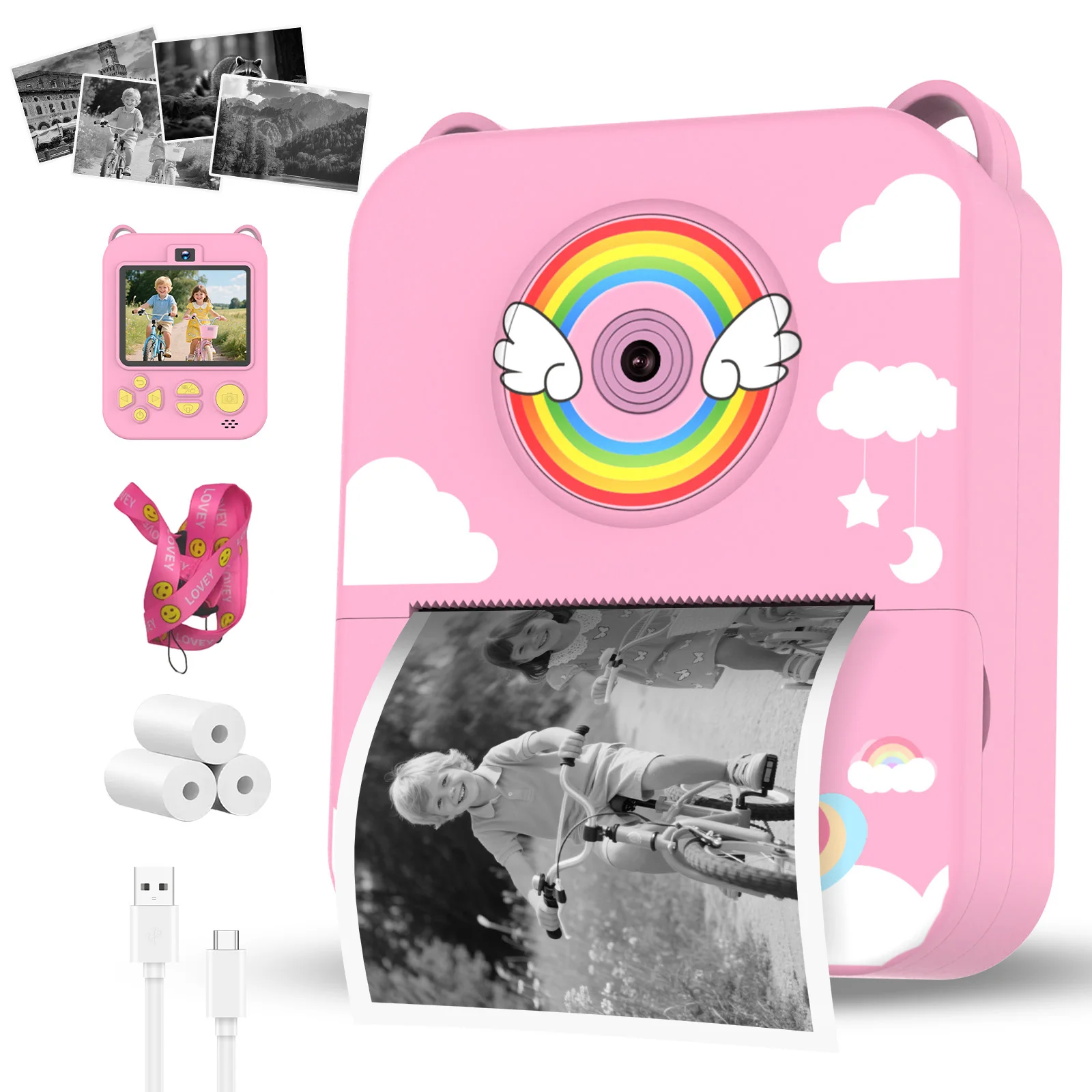 كاميرا رقمية للأطفال للتصوير الفوتوغرافي طابعة صغيرة محمولة حرارية طباعة فورية صور كاميرا أطفال 2.8 بوصة HD لعبة فيديو هدايا #1