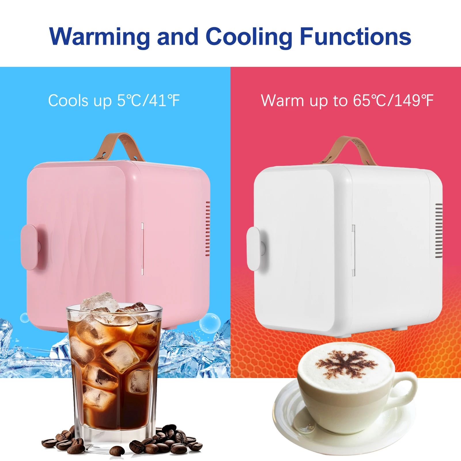 Mini Skincare Fridge 6L/8 Cans 2-in-1 110V(AC)/12V(DC) Beauty Fridge Thermoelectric Cooler and Warmer Small RV Refrigerator