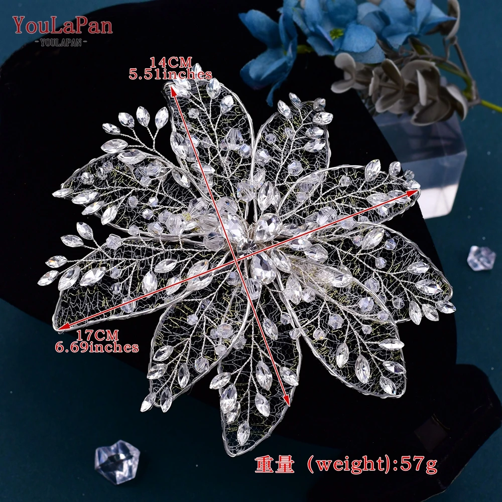 YouLaPan Vintage Hairwear Wedding Hair Jewelry Bridal Crown Silver Rhinestone Wedding Tiara Feather Wedding Headpieces HP217 image 3