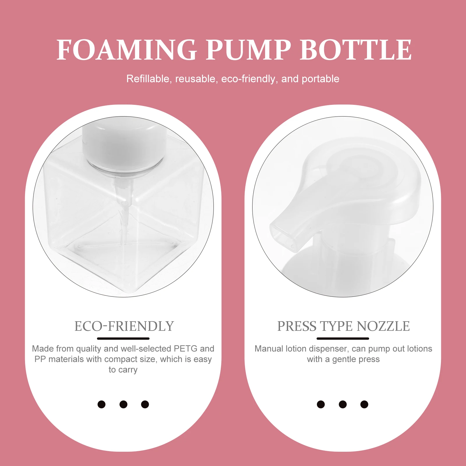 

2pcs Foaming Dispenser Refillable Travel Bottles Leakproof Portable Lotion Sub Bottles Empty Soap Pump Dispenser Square