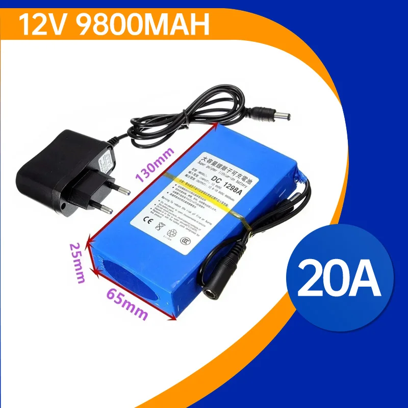 

12V 9800mAh brandnew lithium battery pack with AC power charger,EU/US plug rechargeable battery suitable forwireless transmitter