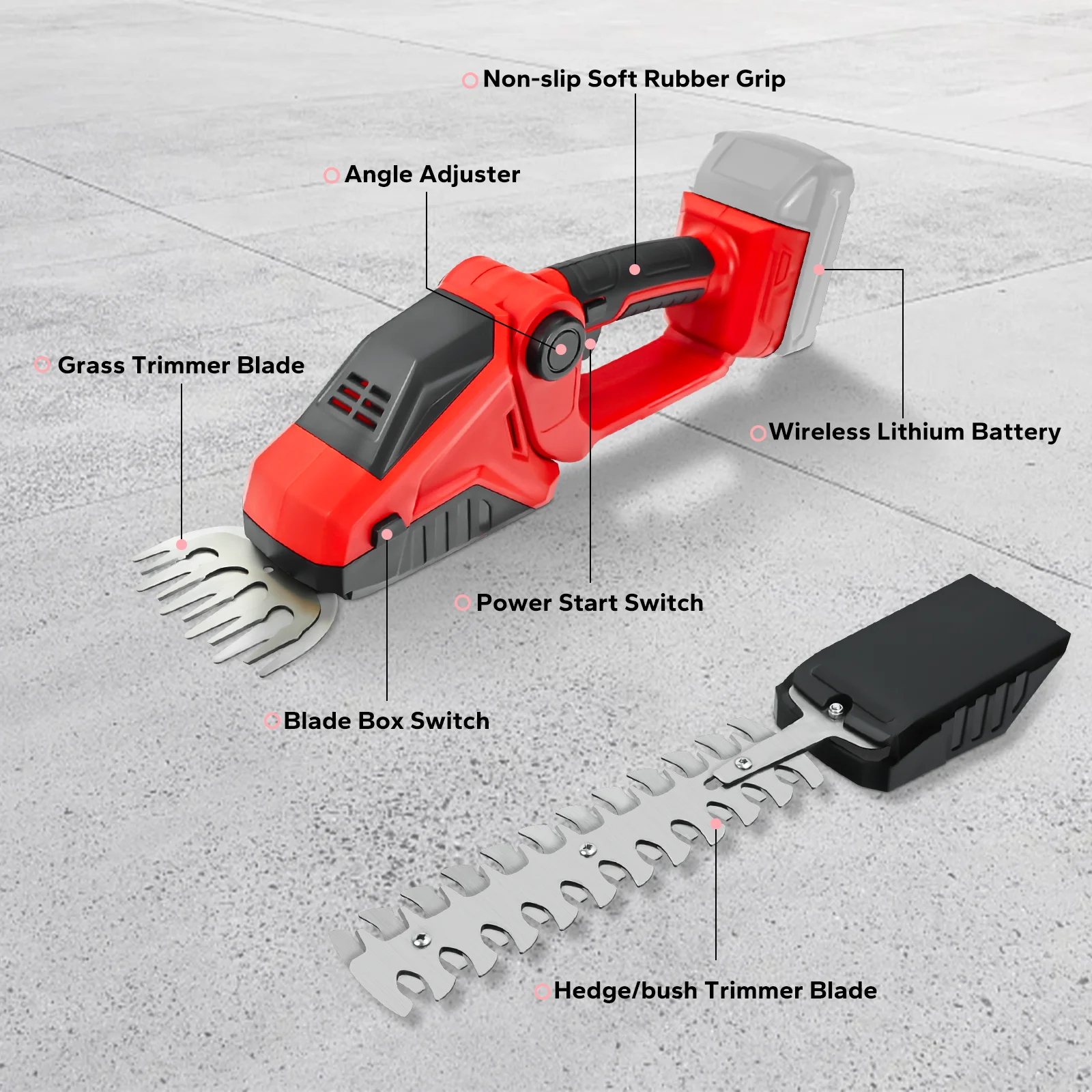 Tagliasiepi a batteria Cesoie per erba 2 in 1 Kit tagliasiepi elettrico portatile Attrezzo da giardino per batteria Milwaukee 18V (senza batteria)