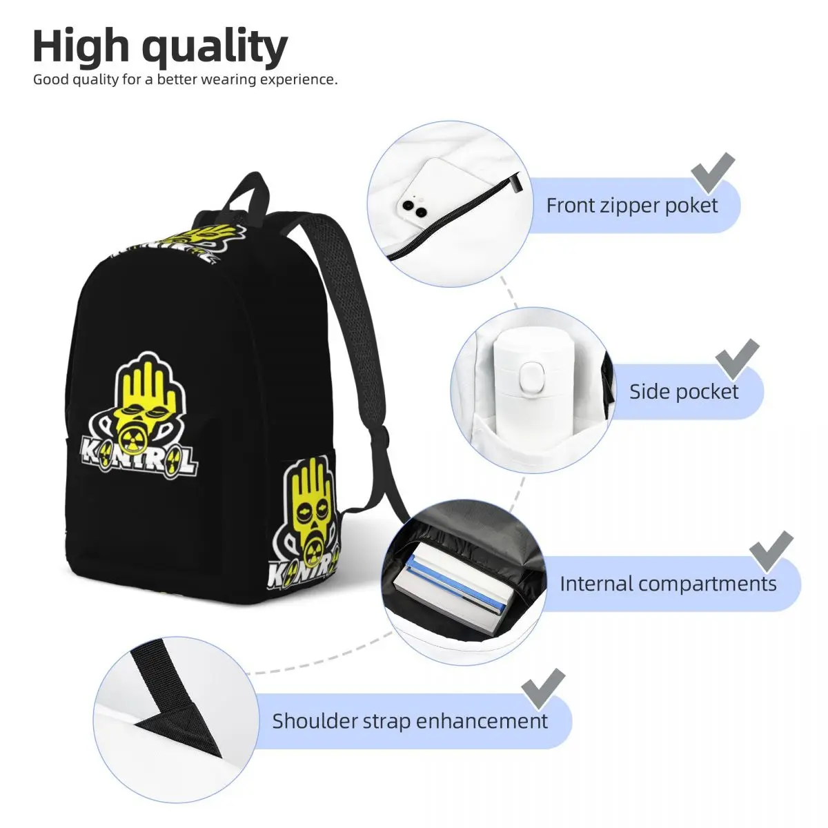 Scorpia - Central Del Sonido Student Backpack School Bag Hiking Travel Daypack for Men Women Bookbag Shoulder Bags