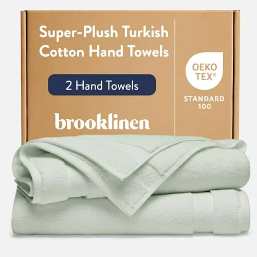 

Home Bathroom Hand Towels - Turkish Cotton, 820 GSM, Aloe Green, Super-Plush Highly Absorbent, Machine Washable 20 x 30, Set of