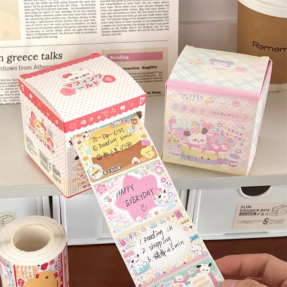 Kawaii Pull-Out Sticky Note Set Contains 256 Sheets with 8 Patterns INS Style Notepad Roll School Stationery Supplies