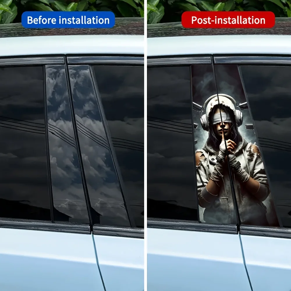 

Набор из двух водонепроницаемых и солнцезащитных автомобильных наклеек на стойки B --- прочный виниловый узор «пожалуйста, сохраняйте спокойствие»