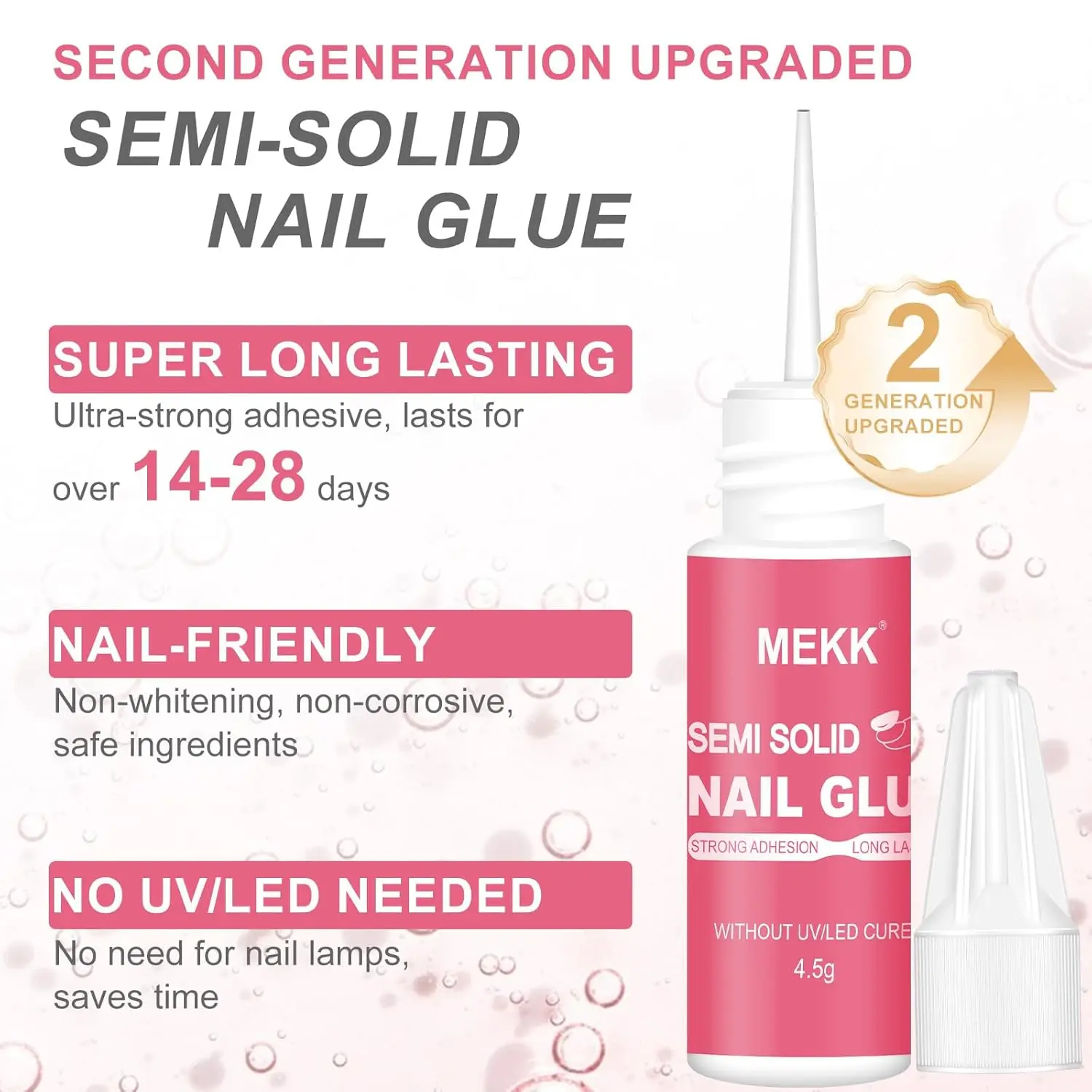 Półstały klej do paznokci, 10 sztuk po 45g, mocny klej do paznokci doczepianych, nie wymaga lampy UV, długotrwały żel do akrylu i sztucznych paznokci.