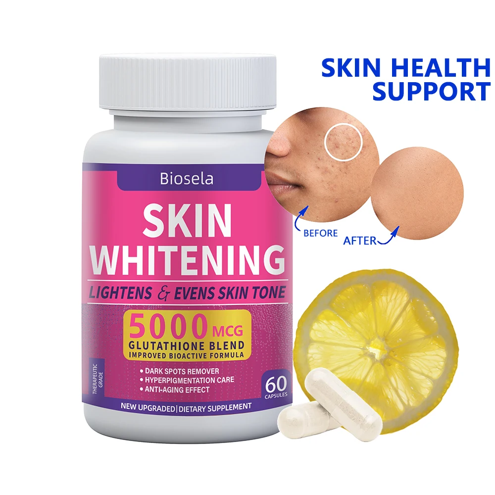 

Skin Whitening Pill Skin Lightening Pills - 5000mcg Glutathione Supplement, Dark Spots, Melasma & Acne Scar Remover, 60 Capsules