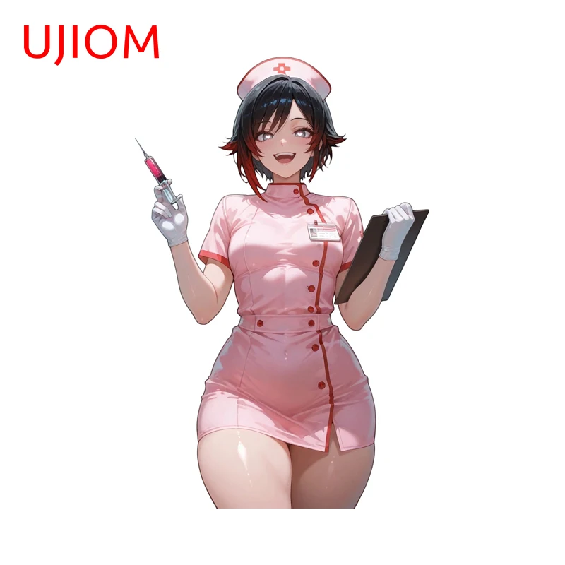 UJIOM Trendy Amusing Girl Nurse Big Chest Picture Wall Sticker Delicate Chic Sunscreen Decal Suitable For Kitchen Cupboard Decor