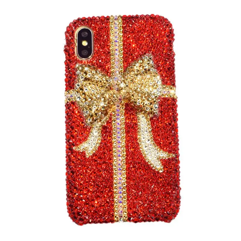 Imagem -04 - Arco de Strass Estéreo Dourado para Iphone 14 Pro Max 14 13pro 12 11xsmax xr Capa de Telefone com Diamante Incrustado à Mão Presente de Natal