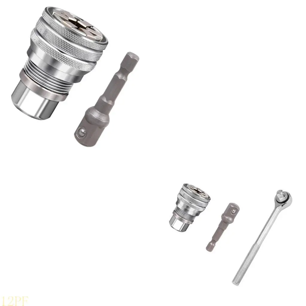 

12PF Adjustable Universal Socket Wrench, 3/8Inch Hexagonal Wrench Adapter for Drilling and Fastening