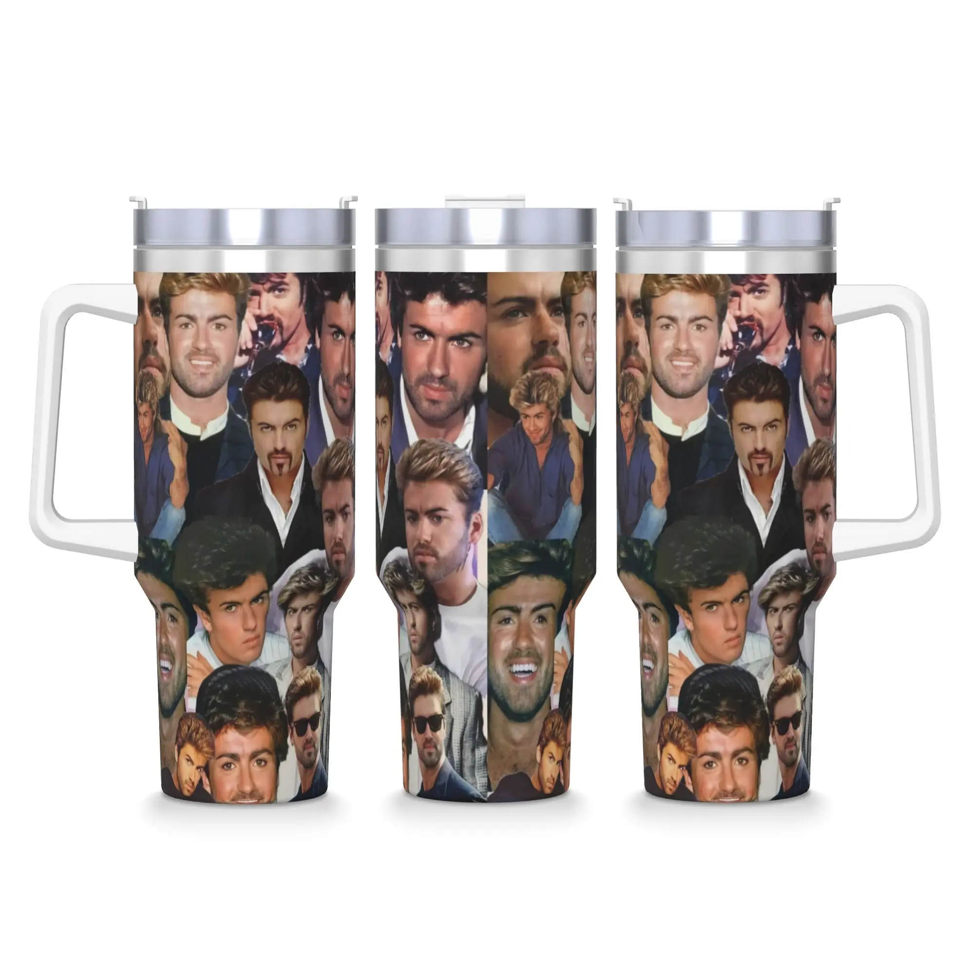 George Michael British Singer Stainless Steel Tumbler  Beach Car Mugs 40oz Coffee Mug Heat Preservation Cold Drink Water Bottle