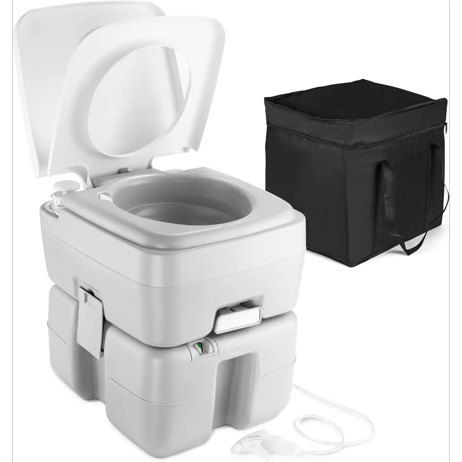 

YOU-Portable Toilet – Compact Indoor & Outdoor Commode w/Travel Bag for Camping, RV, Boat – Piston Pump Flush, 5.3 Gallon