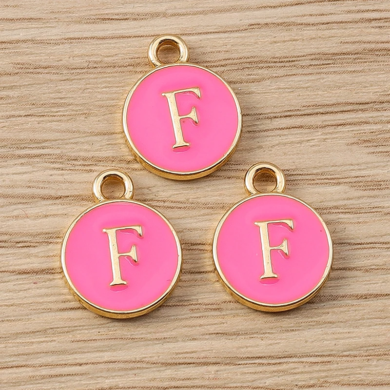 10 Stück niedliche, doppelseitige Buchstabenanhänger aus Emaille, Alphabet A-Z, zum Basteln von Schmuck, für Namens-Ohrringe, Halsketten und DIY-Bastelarbeiten. – Detail 8