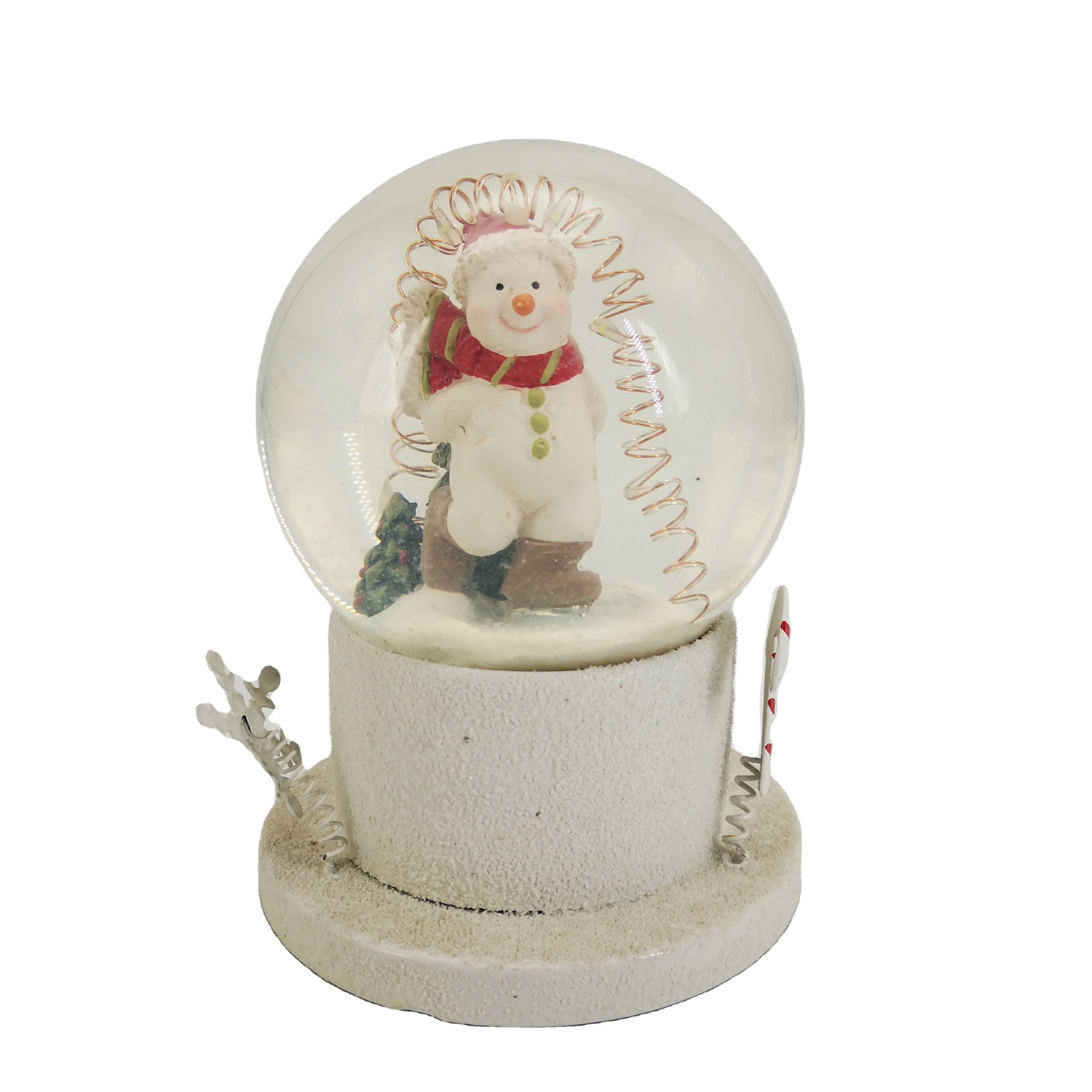 Custom Handmade Fine-Crafts Resin Christmas Snow Globe Water Ball with Light and Music for Souvenir