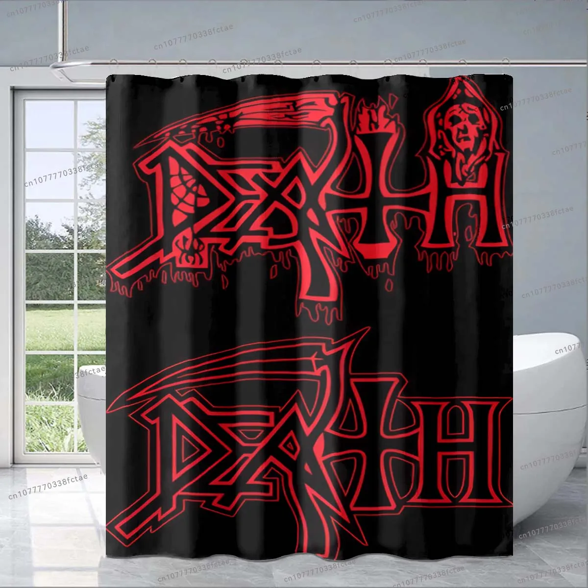 DEATH Band Shower Curtain Rock Roll Music Red Horror Skull Shower Curtain Adult Bathroom Personalized Decorative Shower Curtain