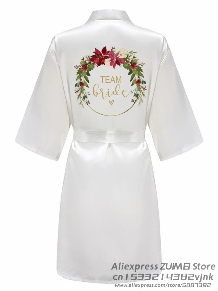 Team Bride Floral Wreath Wedding Party Funny Women Wedding Dressing Gown Bathobe Bridal Party Bridesmaid Wedding Robes gift