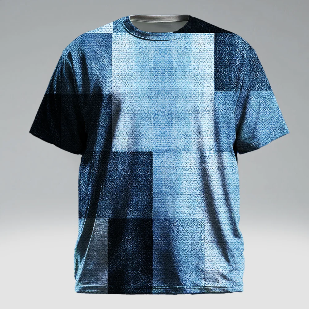 

Мужская футболка с коротким рукавом больших размеров S-9xl: стиль в клетку — гладкая толстая клетка, устойчивая к морщинам,