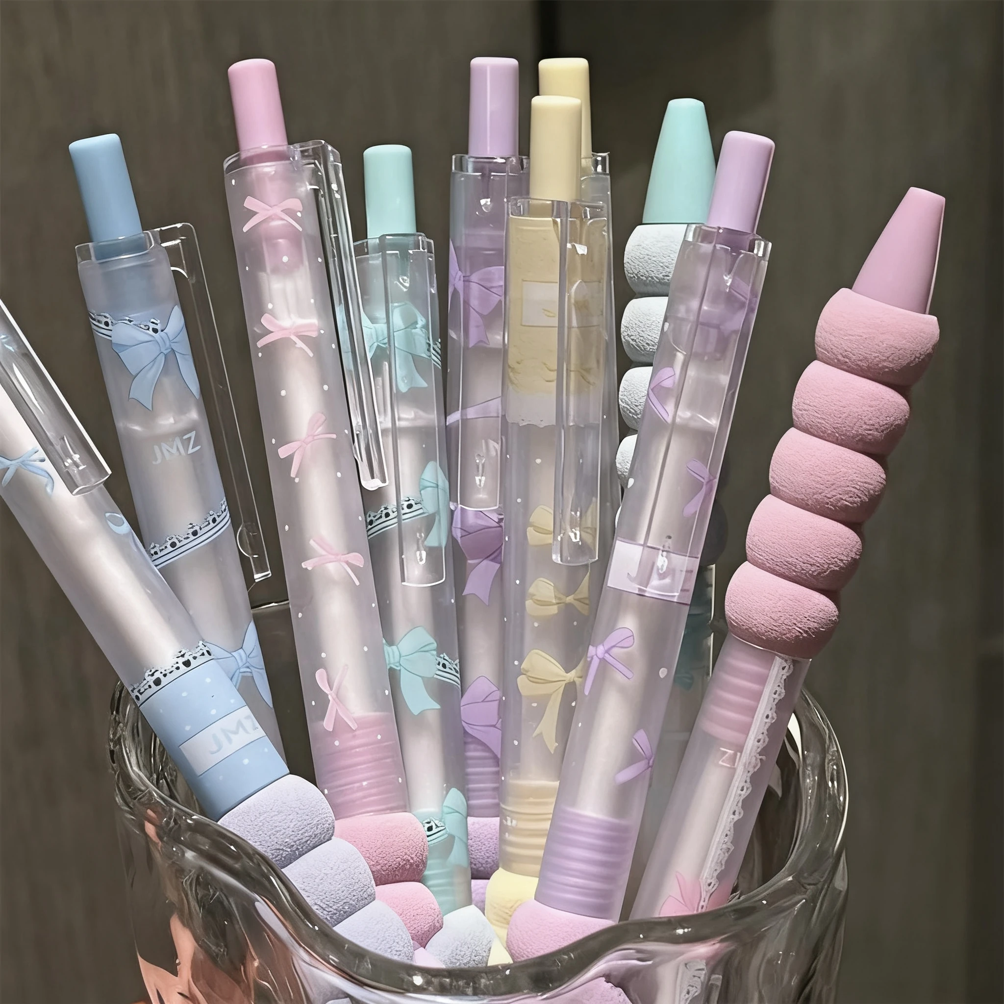 

4Pcs Retractable Gel Pens Black ink 0.5mm Smooth Writing Pen kawaii Bowknot Gel Ink Pens Office School Stationery Supplies