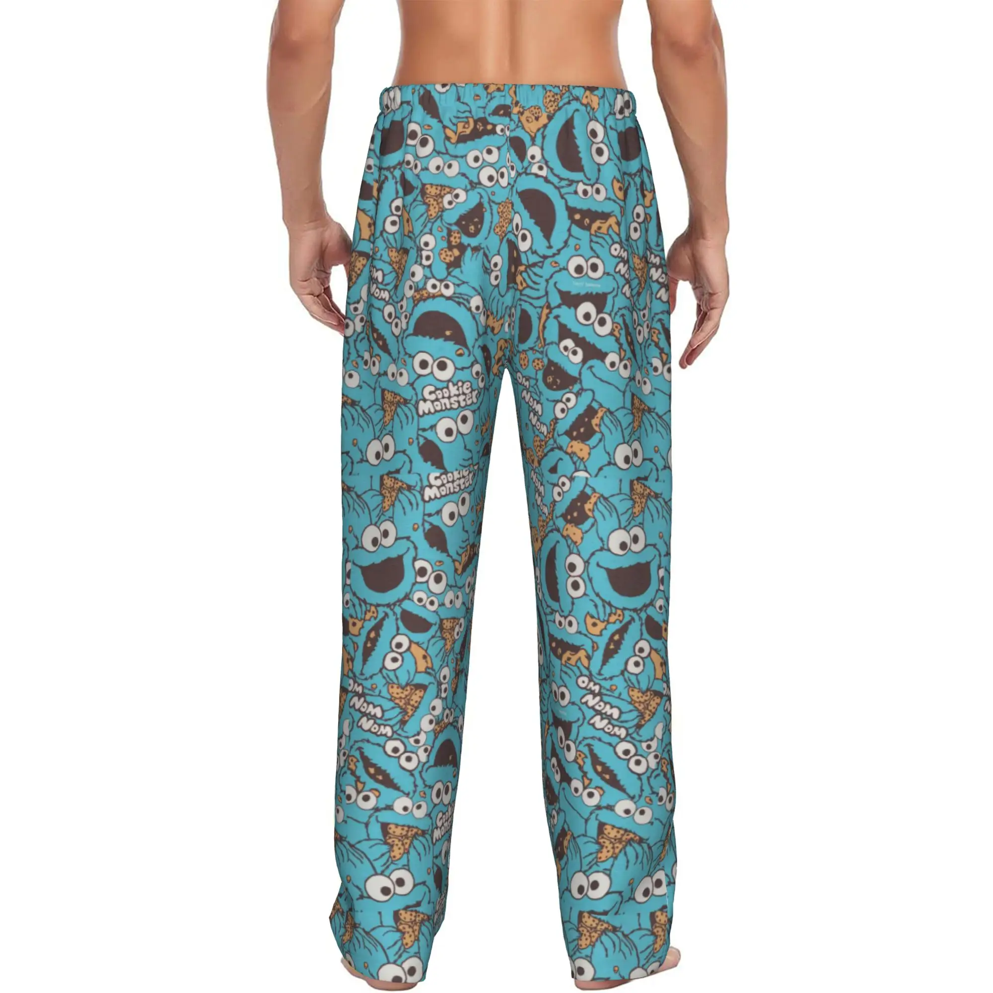 Custom Men's Cookies Anime Monsters  Pajama Pants Printed Elmo Cartoons Sleep Sleepwear Bottoms with Pockets