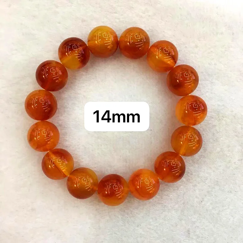Premium Baltic Sea , Old Amber Single Circle Bead Bracelet, Chinese Red Buddhist Prayer Beads for Men and