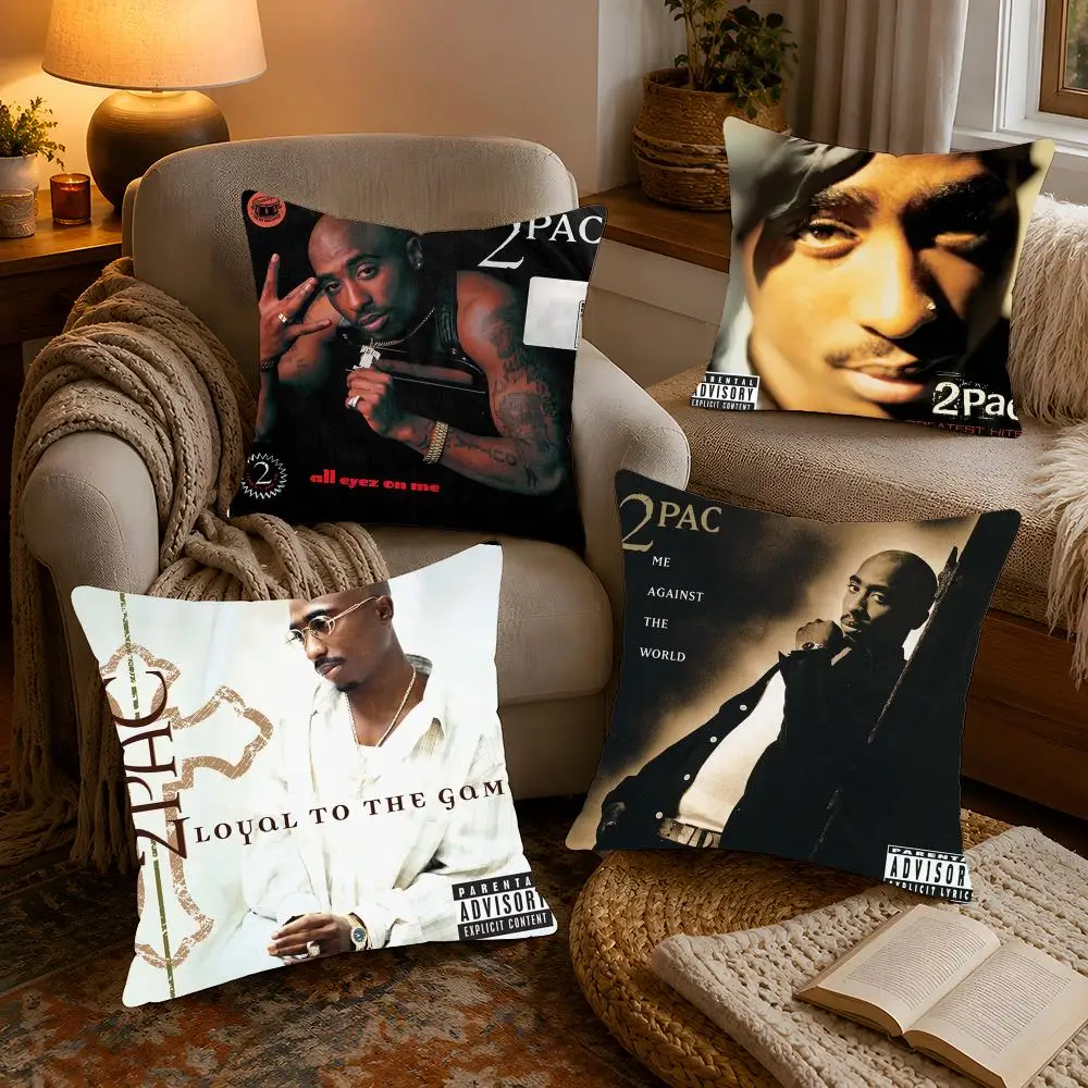 Singer 2-2Pac Music Album Cushion Cover Warm Cozy Plush Pillowcase Double Side Cushion Cover Sofa Home Decor Gift
