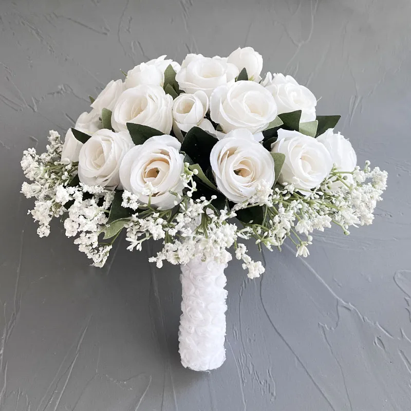 

Bridal Bouquet Wedding Accessories Bride Bouquet Wedding Flowers Party Decorations Silk Roses Artificial Flowers Baby's Breath