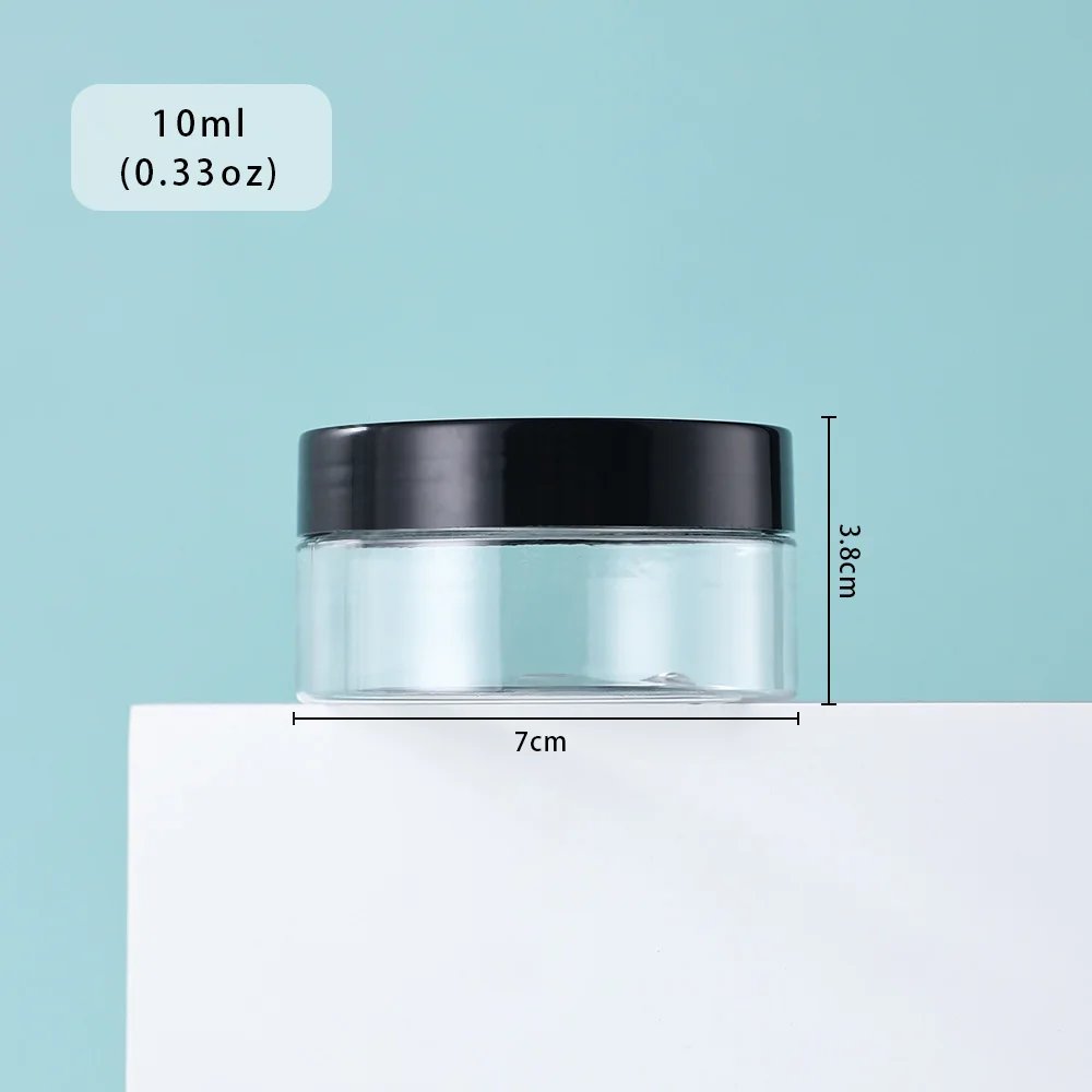 12 szt. 80ml Czarne Wieczka Przezroczyste PET Puste Słoiczki Kosmetyczne - Szczelne Pojemniki Wielokrotnego Użytku do Kremu do Twarzy, Serum pod Oczy