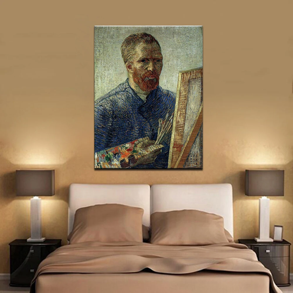 Mintura Handpainted Copy Self-portraits By Vincent Van Gogh Famous Oil Painting Wall Art,Picture For Living Room,Home Decoration